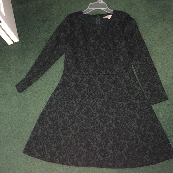 LOFT Dresses & Skirts - Green Black Brocade Party Holiday Dress